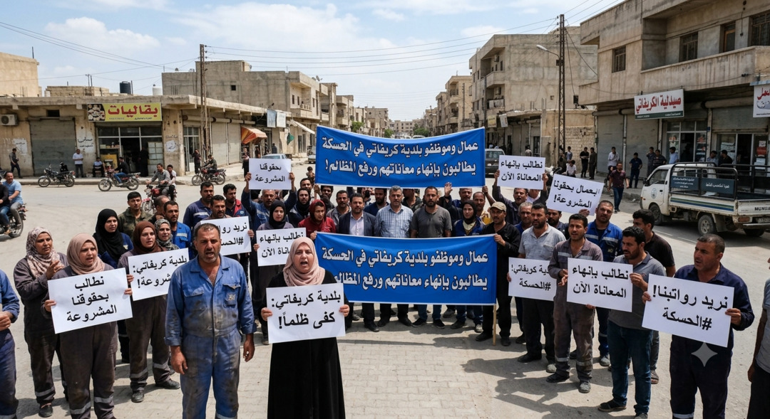 عمال وموظفو بلدية كريفاتي في الحسكة يطالبون بإنهاء معاناتهم